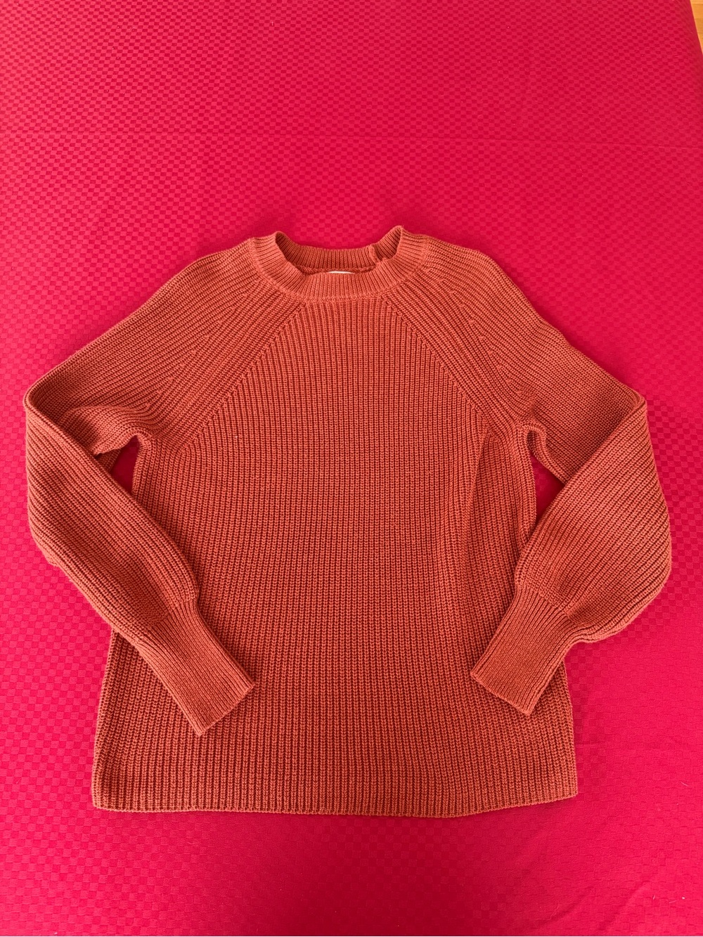 Jessica Simpson Burnt Orange Ribbed Crewneck Sweater
